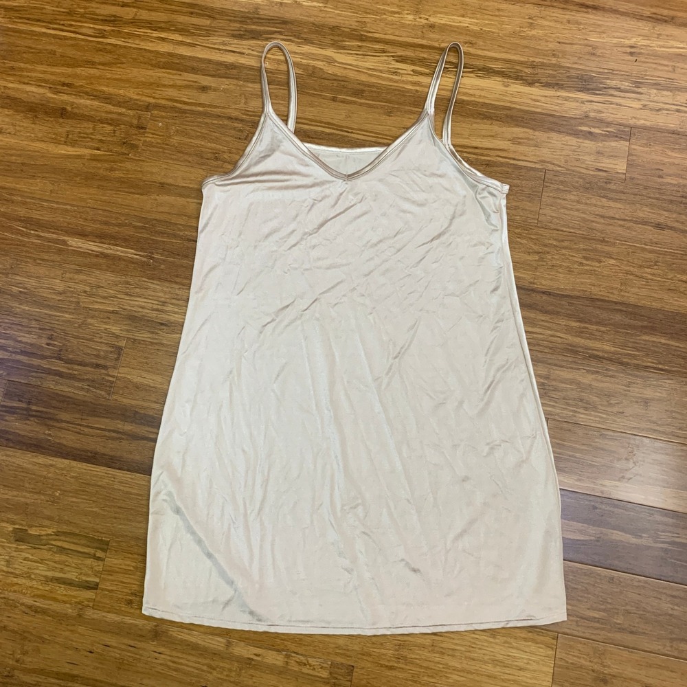 Vanity Fair Slip Dress Womens Size‎ 38 Lingerie Beige Sleeveless Mini Vintage